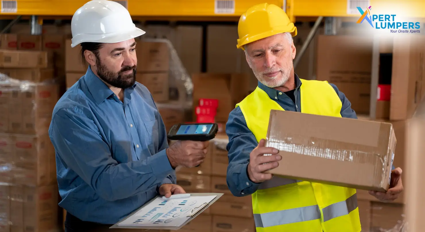 A professional lumper team efficiently palletizing freight compared to disorganized general labor in a Canadian distribution center.